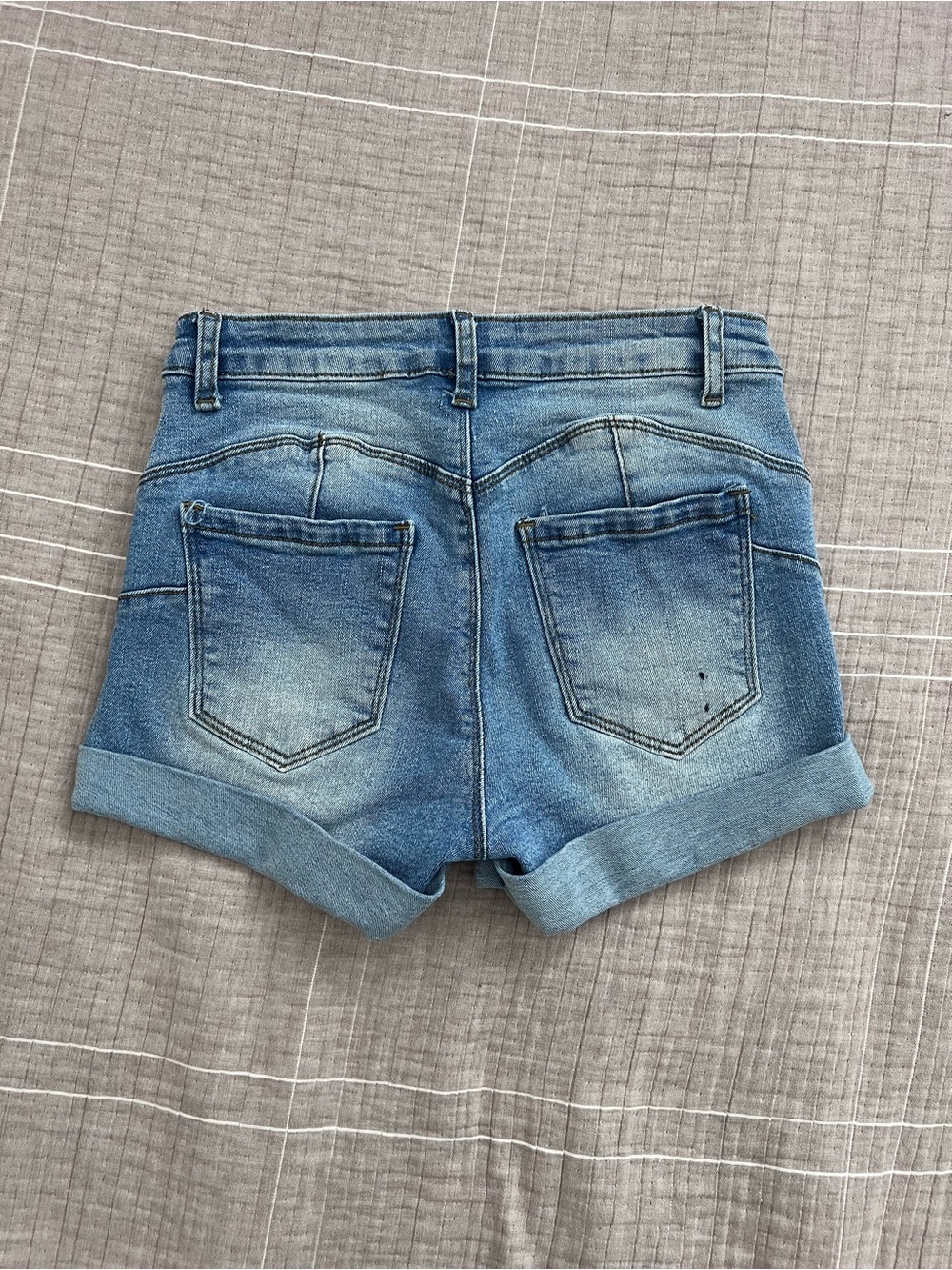 Light Blue Distressed Denim Shorts - Women's - Picture 2 of 2